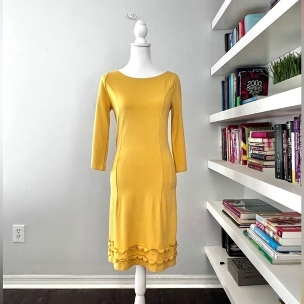 Boden Yellow Circle Shape Detail Sheath Dress, size 4R